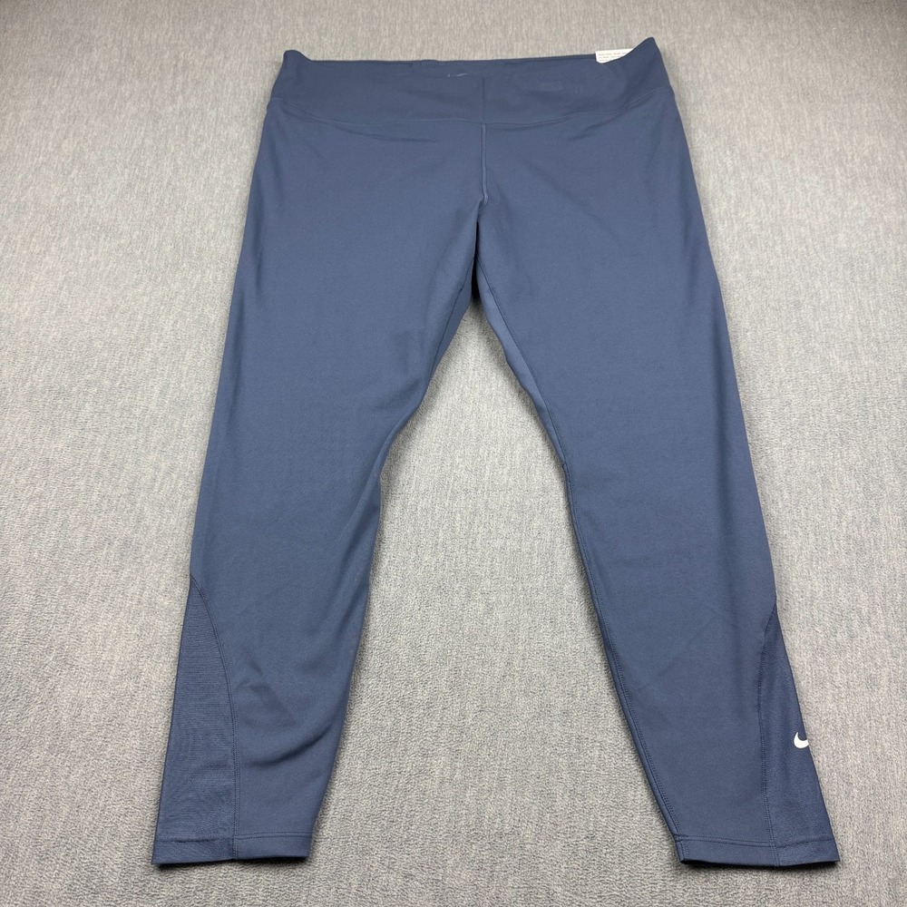 Nike One Women Leggings 2XL XXL Blue Training Tight Yoga 7/8 Dri-Fit 26" NWT